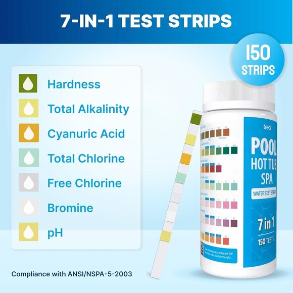 Swimming Pool and SPA Test Strips,Hot Tub Test Strips 7 in 1-150 - Picture 3 of 6
